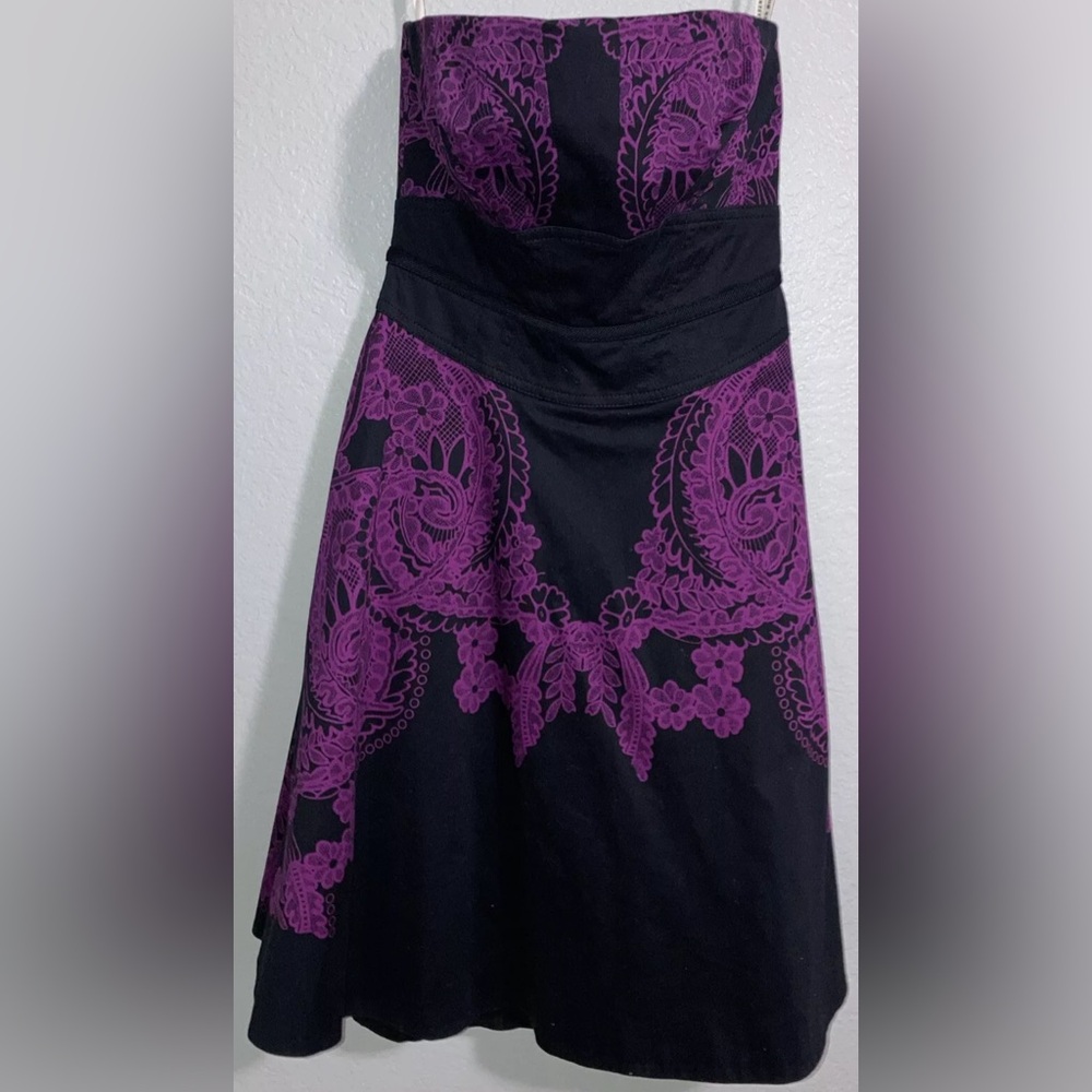 NWT Karen Millen Black & Purple lace pattern dress